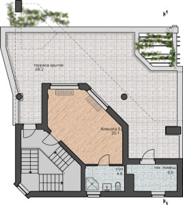 план 3 этажа, проект Парма-240-D - проект дома с плоской эксплуатируемой кровлей, панорамными окнами и террасами