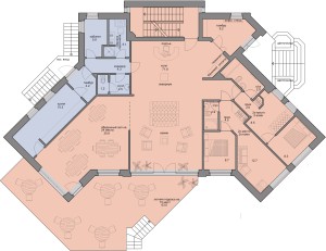 план 1 этажа, проект Чемал - проект мини-отеля с плоской эксплуатируемой кровлей, панорамными окнами и террасами