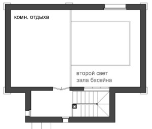 План антресольного этажа, проект бассейна с баней