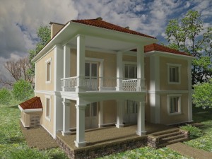 Внешний вид, Дубна проект дома на три семьи с подвалом и террасами