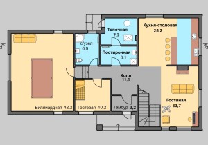 Проект дома А3 в фахверковом стиле, план первого этажа