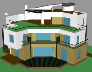 3D-модель дома современной архитектуры, простая, без отображения отделки 