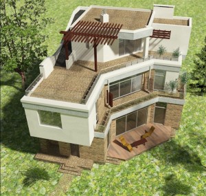проект житлового будинку із плоскою експлуатованою покрівлею і терасами Ебро-320