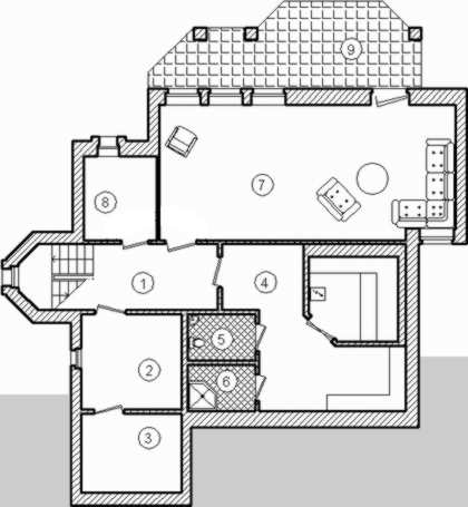 План цокольного этажа, проект дома на склоне Самара-290