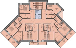 план 2 этажа, проект Чемал - проект мини-отеля с плоской эксплуатируемой кровлей, панорамными окнами и террасами