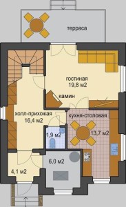 планировка проекта Верра-110. Проект двухэтажного современного дома в фахверковом стиле